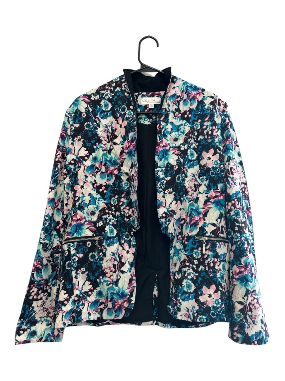 Marilyn Monroe Floral Zip-Pocket Blazer - Blue, Teal, Pink, White Size Medium